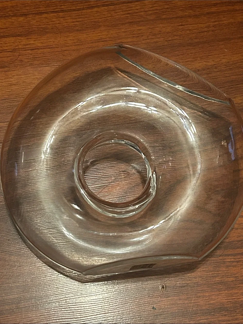 VTG Crate & Barrel ONA Clear Glass Donut Centerpiece Bowl - Home Dining RARE HTF
